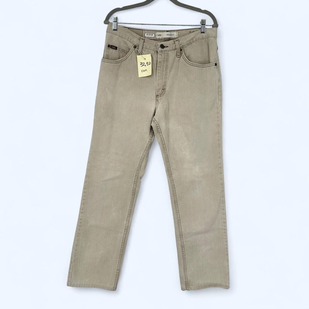 Lee Khaki Heavyweight Cotton Straight Leg Jeans Vintage y2k Workwear Earth Tone